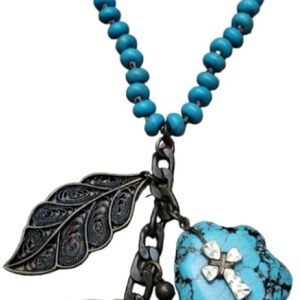 Silver-Tone Inspirational Star cross Charm Necklace - Silver and Antique Bronze